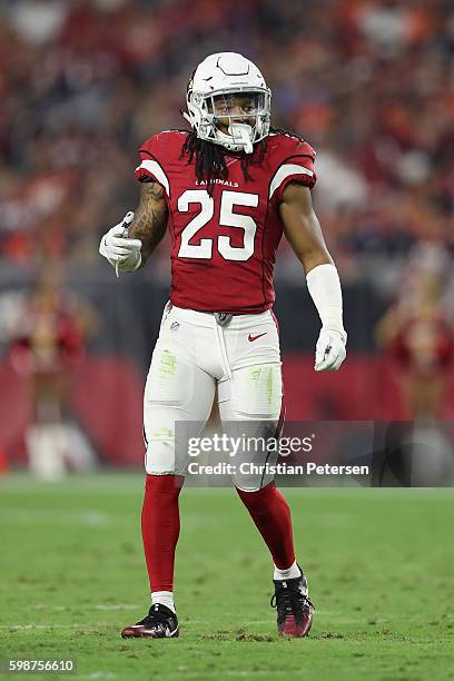 Defensive back Marqui Christian of the Arizona Cardinals in action during the preseaon NFL game against the Denver Broncos aat the University of...