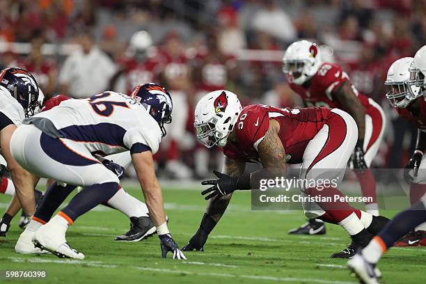 Defensive tackle Robert Nkemdiche of the Arizona Cardinals in action during the preseaon NFL game against the Denver Broncos at the University of...