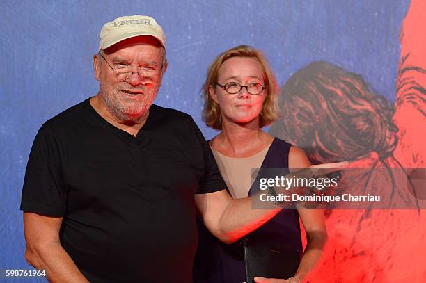 Peter Lindbergh and Petra Sedlaczek attend the premiere of 'Franca: Chaos And Creation' during the 73rd Venice Film Festival at Sala Giardino on...