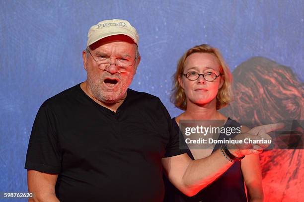 Peter Lindbergh and Petra Sedlaczek attend the premiere of 'Franca: Chaos And Creation' during the 73rd Venice Film Festival at Sala Giardino on...