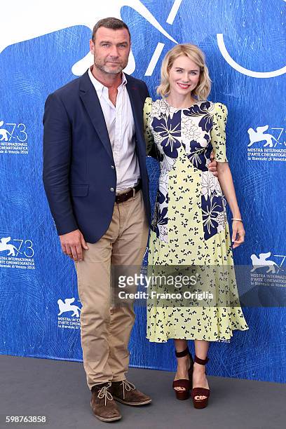 Naomi Watts and Liev Schreiber attend a photocall for 'The Bleeder' during the 73rd Venice Film Festival at Palazzo del Casino on September 2, 2016...