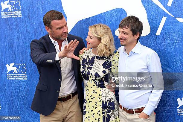 Liev Schreiber, Naomi Watts and Philippe Falardeau attend a photocall for 'The Bleeder' during the 73rd Venice Film Festival at Palazzo del Casino on...