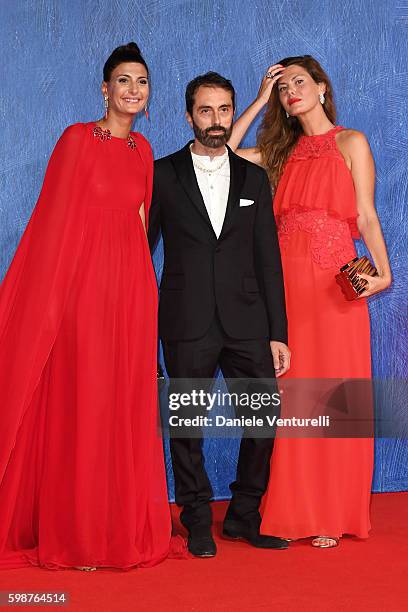 Giovanna Battaglia, Giambattista Valli and Sara Battaglia attend the premiere of 'Franca: Chaos And Creation' during the 73rd Venice Film Festival at...