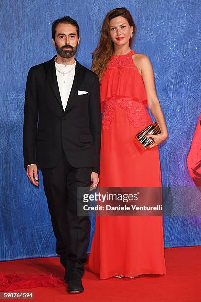 Giambattista Valli and Sara Battaglia attend the premiere of 'Franca: Chaos And Creation' during the 73rd Venice Film Festival at Sala Giardino on...