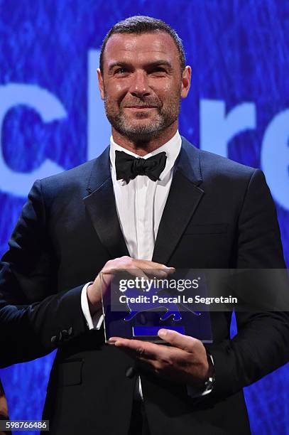 Liev Schreiber is awarded with the Persol tribute to Visionary Talent Award 2016 at the premiere of 'The Bleeder' during the 73rd Venice Film...