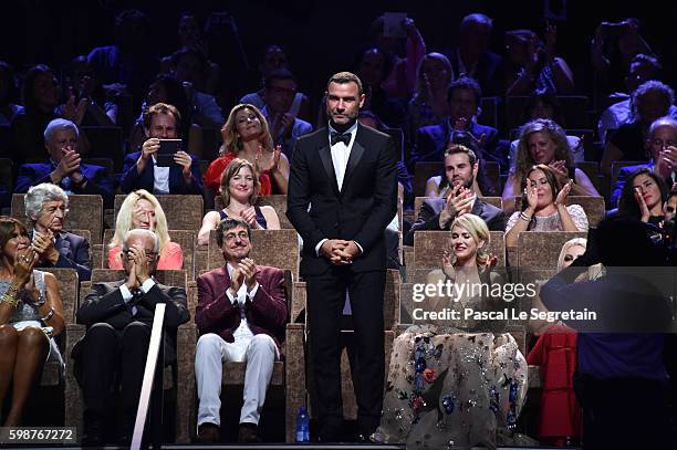 President of the festival Paolo Baratta, director Philippe Falardeau, actors Naomi Watts, Liev Schreibe and producer Lady Monika Bacardi attend the...