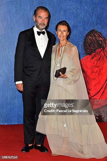 Remo Ruffini and Anna Imponente attend the premiere of 'Franca: Chaos And Creation' during the 73rd Venice Film Festival at Sala Giardino on...