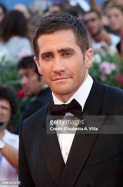 Jake Gyllenhaal attends the premiere of 'Nocturnal Animals' during the 73rd Venice Film Festival at Sala Grande on September 2, 2016 in Venice, Italy.