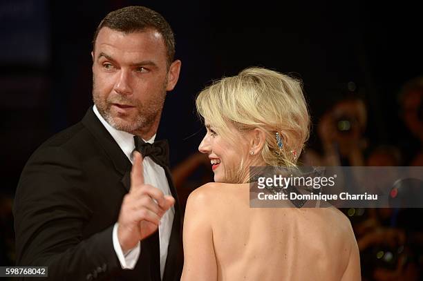 Liev Schreiber and Naomi Watts attend the premiere of 'The Bleeder' during the 73rd Venice Film Festival at Sala Grande on September 2, 2016 in...