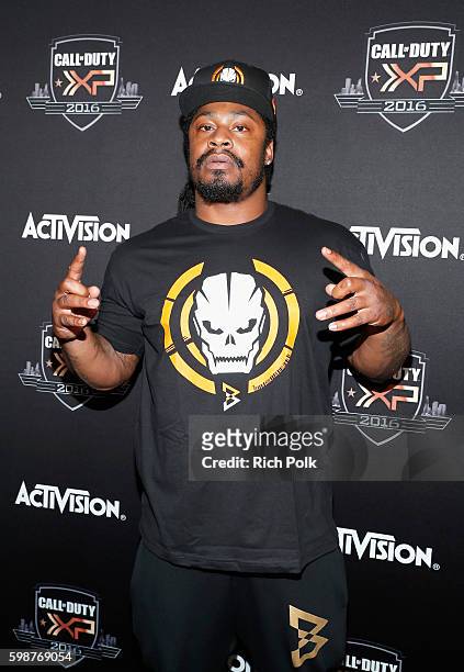 Player Marshawn Lynch attends The Ultimate Fan Experience, Call Of Duty XP 2016 presented by Activision at The Forum on September 2, 2016 in...