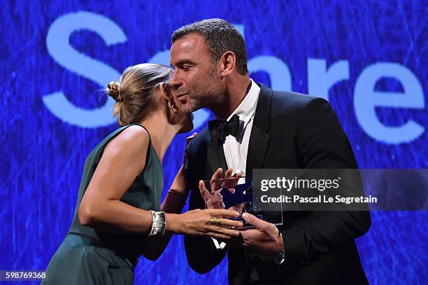 Liev Schreiber is awarded with the Persol tribute to Visionary Talent Award 2016 at the premiere of 'The Bleeder' during the 73rd Venice Film...