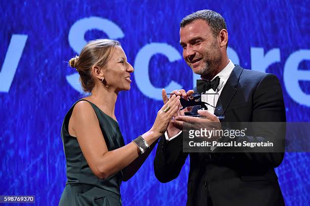 Liev Schreiber is awarded with the Persol tribute to Visionary Talent Award 2016 at the premiere of 'The Bleeder' during the 73rd Venice Film...