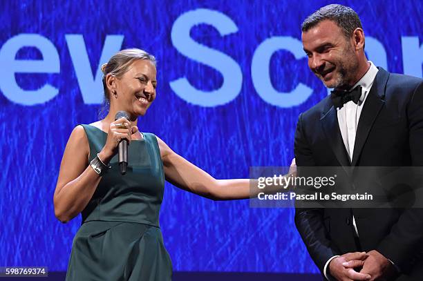 Liev Schreiber is awarded with the Persol tribute to Visionary Talent Award 2016 at the premiere of 'The Bleeder' during the 73rd Venice Film...