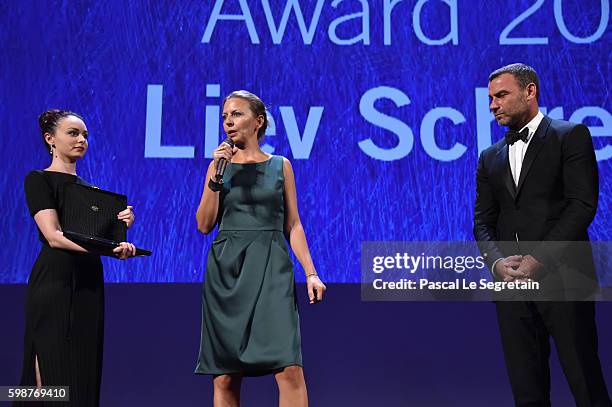 Liev Schreiber is awarded with the Persol tribute to Visionary Talent Award 2016 at the premiere of 'The Bleeder' during the 73rd Venice Film...