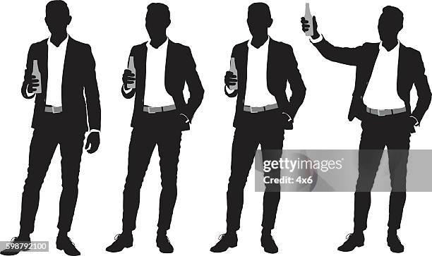 smart casual man with beer bottle - conservative man stock illustrations