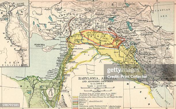 Babylonia, Assyria and Adjoining Countries, circa 1902, . From The Worlds History, Volume III, by Dr. H. F. Helmolt [William Heinemann, London, 1903]...