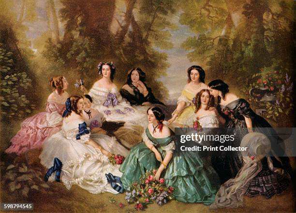 Empress Eugenie surrounded by her ladies in waiting, circa 1920. After Franz Xaver Winterhalter . Held at Musée National du Château, Compiègne. From...