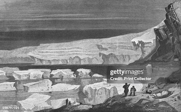 The Great Humboldt Glacier, Peabody Bay . A sketch by Doctor Elisha Kent Kane a member of the second Grinnell Expedition of 1853, an American...