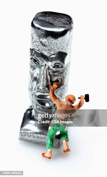 sculptor, sculpture figurines - big head man stock pictures, royalty-free photos & images