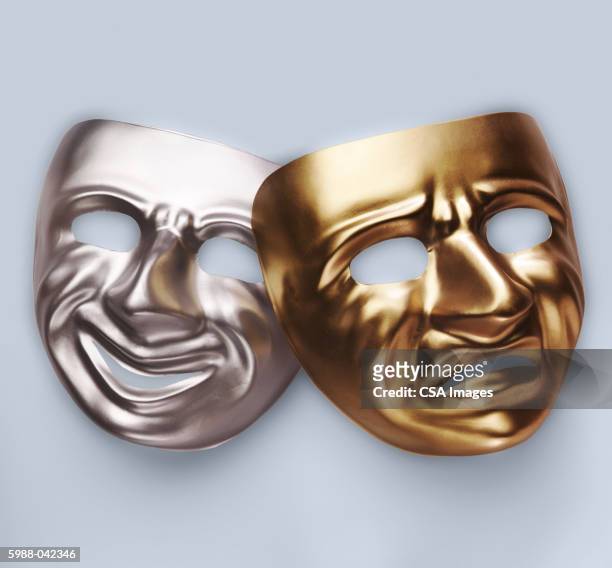tragedy and comedy masks - drama mask stock pictures, royalty-free photos & images