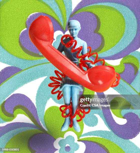 plastic woman with telephone - phone cable stock illustrations