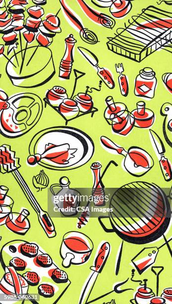 barbecue items - tacky wallpaper stock illustrations