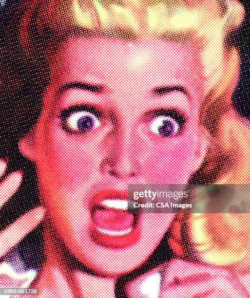 bildbanksillustrationer, clip art samt tecknat material och ikoner med frightened woman's face - skrika