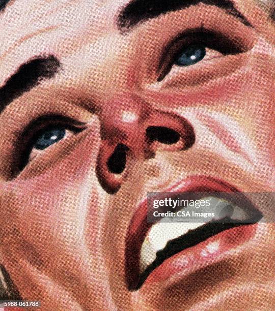 illustrations, cliparts, dessins animés et icônes de man's face - agression