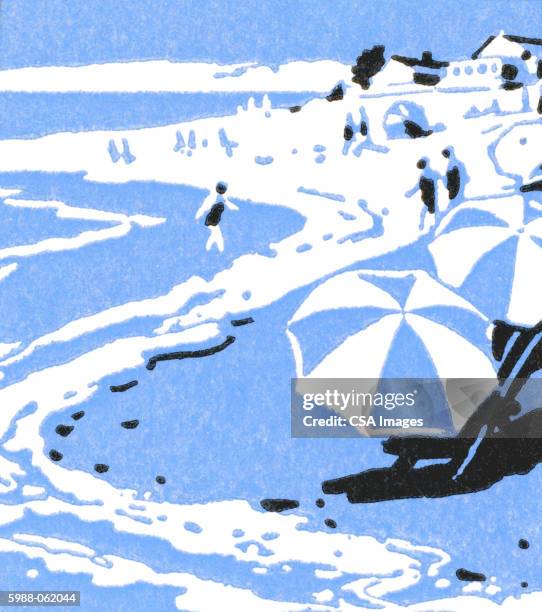 beach scene - beach waves stock illustrations