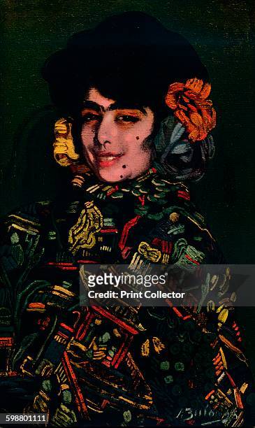 Spanish Girl . From Modern Art by Charles Marriott & Tis & Tis. [Colour Ltd., London, 1909] Artist: Ignacio Zuloaga.