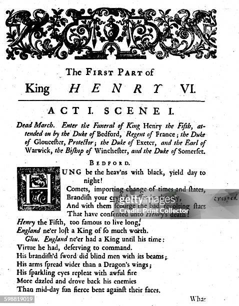King Henry VI. Act 1. Scene 1, circa 1723, . King Henry VI. Act 1. Scene 1 by William Shakespeare . Jacob Tonson founder of a publishing house that...