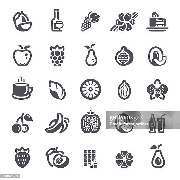 fruit, flavors, additives and flavorings icons - cognac brandy stock illustrations