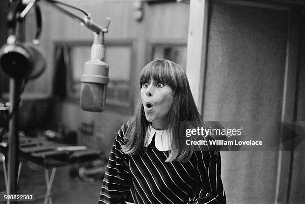 English actress Rita Tushingham in a recording studio to cut an album of songs from her new film 'Smashing Time', London, UK, 20th October 1967.