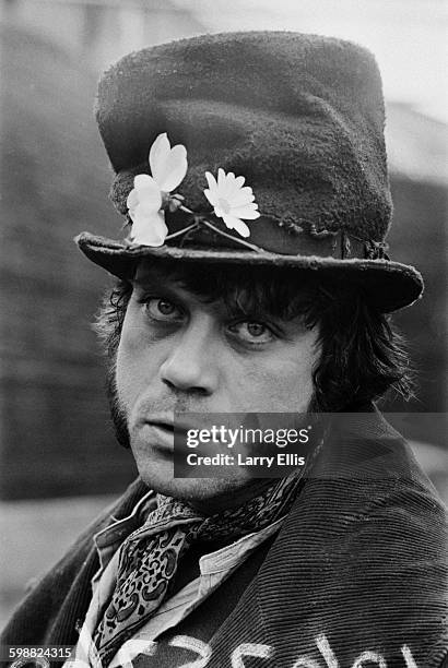 English actor Oliver Reed in costume as Bill Sykes in the film production of the musical 'Oliver!', based on the novel 'Oliver Twist' by Charles...