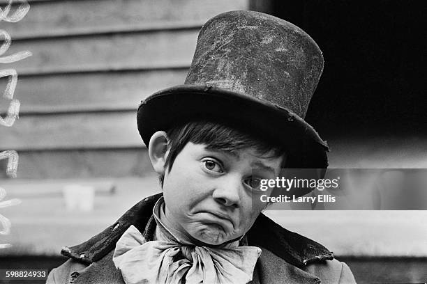 English actor Jack Wild in costume as the Artful Dodger in the film production of the musical 'Oliver!', based on the novel 'Oliver Twist' by Charles...