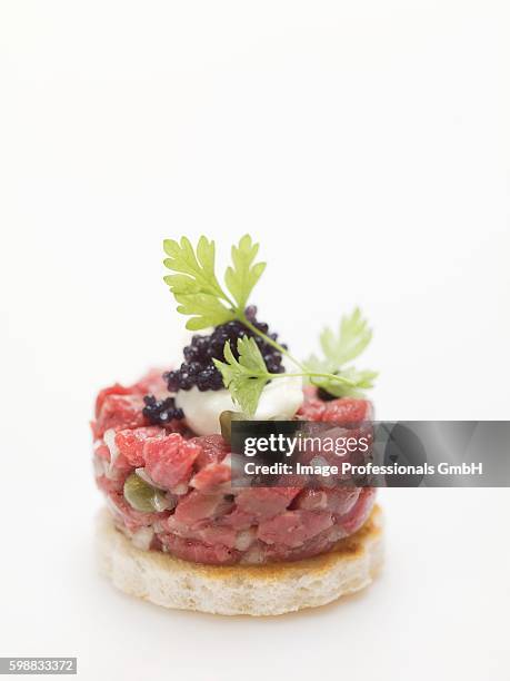 tuna canap?? with caviar - canap�� stock-fotos und bilder