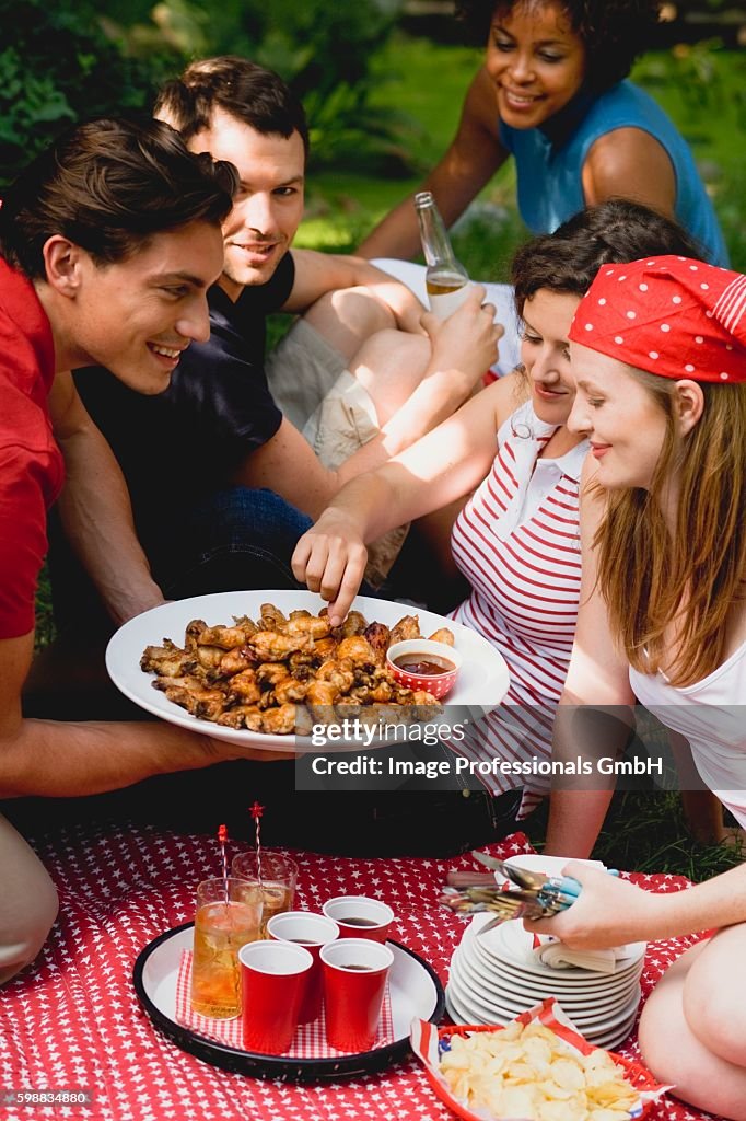 Young people at a 4th of July picnic (USA)