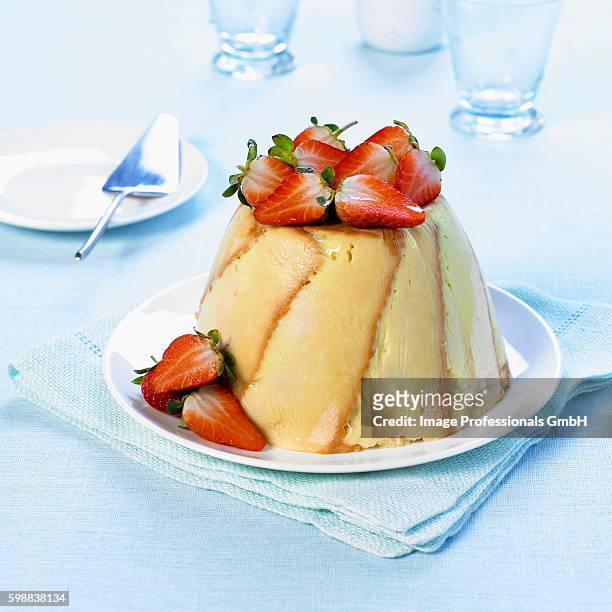 charlotte-style summer pudding - sponge cake stock pictures, royalty-free photos & images