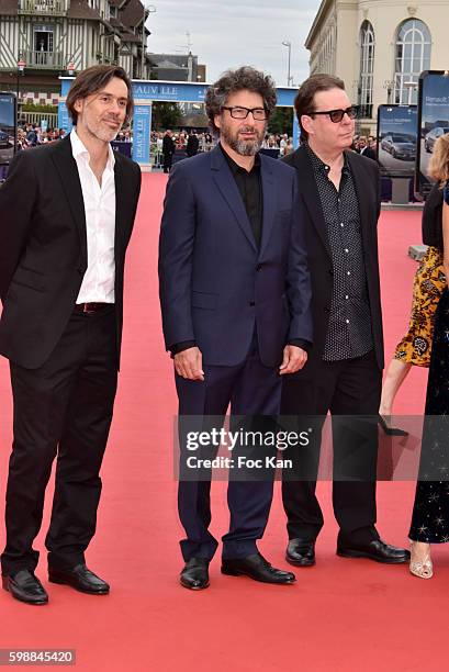 Members of the Jury Emmanuel Mouret, Radu Mihaileanu and Douglas Kennedy attend the 'Infiltrator' Deauville Premiere as part of 42nd Deauville...