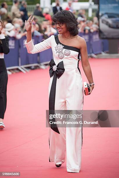 Audrey Pulvar arrives at the opening ceremony of the 42nd Deauville American Film Festival on September 2, 2016 in Deauville, France.