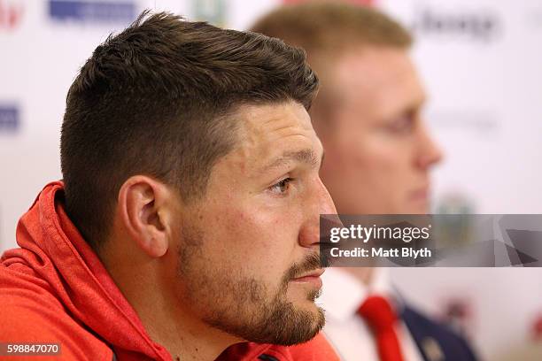 Gareth Widdop of the Dragons looks on during a press conference after the round 26 NRL match between the St George Illawarra Dragons and the...