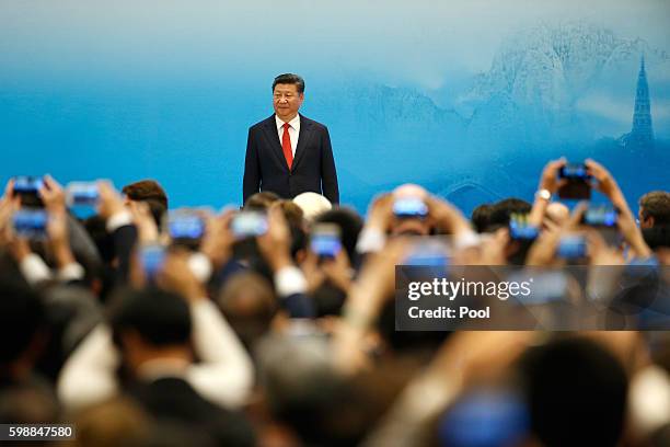 China's President Xi Jinping speaks during the opening ceremony of B20 Summit ahead of G20 Summit on September 3, 2016 in Hangzhou, China.