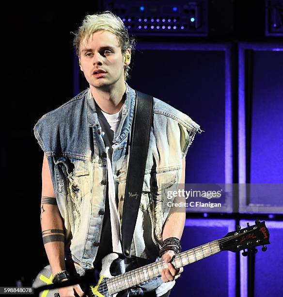 Musician Michael Clifford of 5 Seconds of Summer performs at Shoreline Amphitheatre on September 2, 2016 in Mountain View, California.