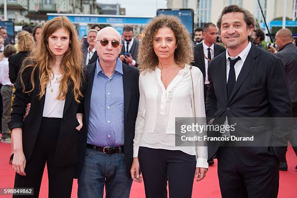 Agathe Bonitzer, his father Pascal Bonitzer and guests arrive at the opening ceremony of the 42nd Deauville American Film Festival on September 2,...