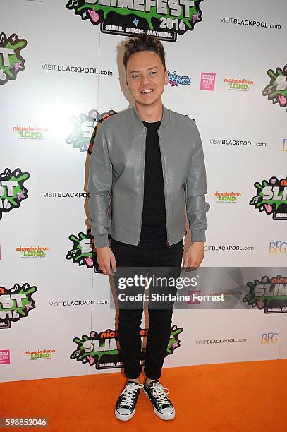 Conor Maynard arrives during the first UK Nickelodeon SLIMEFEST at the Empress Ballroom on September 3, 2016 in Blackpool, England.