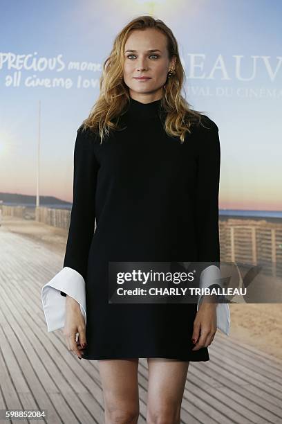 German actress Diane Kruger poses during a photocall to present the movie "Infiltrator" on September 3, 2016 in the French northwestern sea resort of...