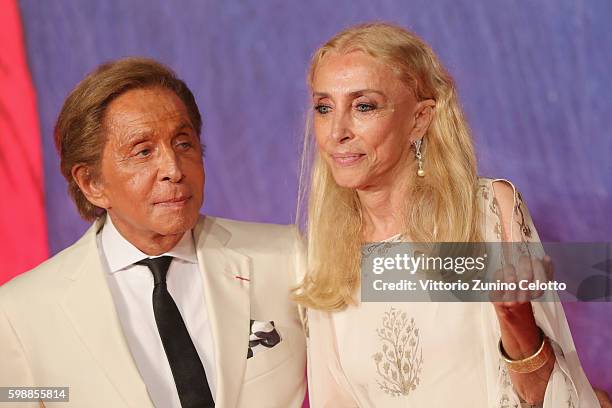 Valentino Garavani and Franca Sozzani attends the premiere of 'Franca: Chaos And Creation' during the 73rd Venice Film Festival at Sala Giardino on...