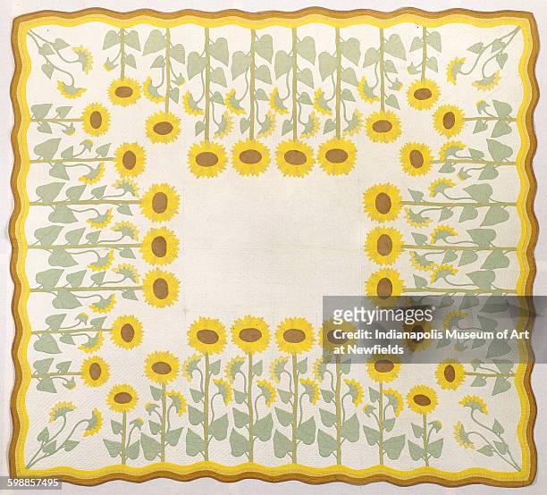 Quilt; 'Sunflower' by American artist Marie D Webster, 1911. Gift of Mrs. Gerrish Thurber.