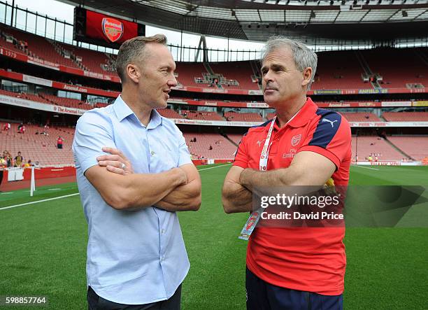 Lee Dixon and Anders Limpar of Arsenal Legends before the Arsenal Foundation Charity match between Arsenal Legends and Milan Glorie at Emirates...