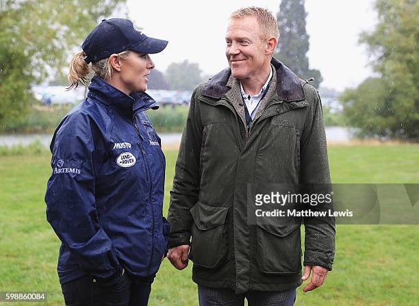 Zara Tindall and Adam Henson judge the Land Rover Tailgate picnic at Burghley Horse Trials during The Land Rover Burghley Horse Trials 2016 on...